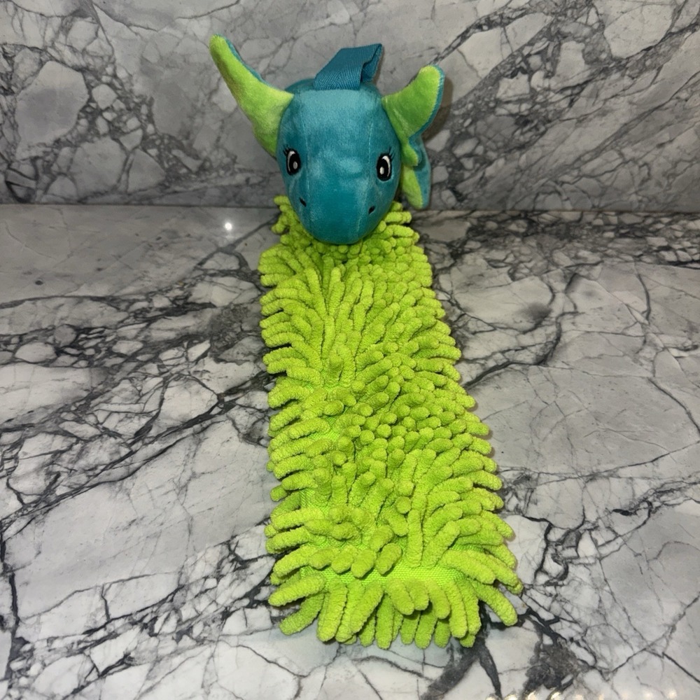 Norwex Kids Chenille Hand Towel Pet To Dry Microfiber Animal Dragon Green & Blue